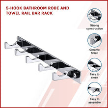 Load image into Gallery viewer, 5-Hook Bathroom Robe and Towel Rail Bar Rack
