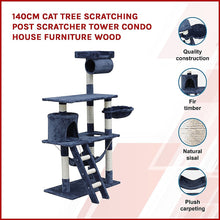 Load image into Gallery viewer, 140cm Cat Tree Scratching Post Scratcher Tower Condo House Furniture Wood
