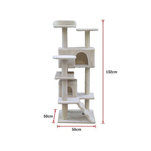 Load image into Gallery viewer, 132cm Cat Tree Scratching Post Scratcher Tower Condo House Furniture Wood - Beige
