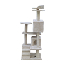 Load image into Gallery viewer, 132cm Cat Tree Scratching Post Scratcher Tower Condo House Furniture Wood - Beige
