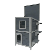 Load image into Gallery viewer, Cat House Weatherproof 2-Story Indoor Outdoor Wooden Shelter Bitumen Roof
