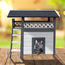 Load image into Gallery viewer, Cat House Weatherproof 2-Story Indoor Outdoor Wooden Shelter Bitumen Roof
