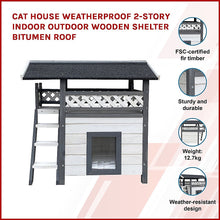 Load image into Gallery viewer, Cat House Weatherproof 2-Story Indoor Outdoor Wooden Shelter Bitumen Roof
