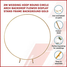 Load image into Gallery viewer, 2M Wedding Hoop Round Circle Arch Backdrop Flower Display Stand Frame Background
