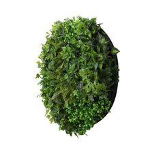 Load image into Gallery viewer, Slimline Artificial Green Wall Disc Art 90cm Mixed Green Fern (Black)

