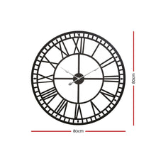 Load image into Gallery viewer, Artiss 80CM Large Wall Clock Roman Numerals Round Metal Luxury Home Decor Black
