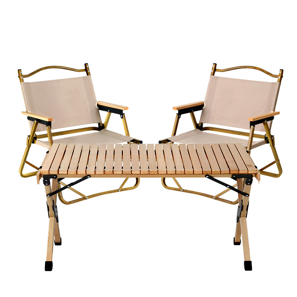 Gardeon Outdoor Portable Picnic Table & Chairs Camping Wooden Egg Roll