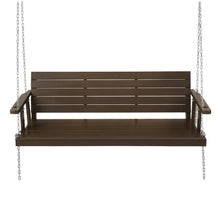Load image into Gallery viewer, Stylish Outdoor Wood Porch Swing Chair with Chain 3 Seater Bench Brown
