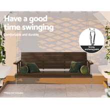 Load image into Gallery viewer, Stylish Outdoor Wood Porch Swing Chair with Chain 3 Seater Bench Brown
