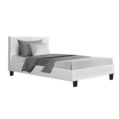 Artiss Neo Bed Frame PU Leather - White King Single