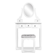 Load image into Gallery viewer, Artiss Dressing Table Stool Set Mirror Drawers Makeup Cabinet Storage Desk White
