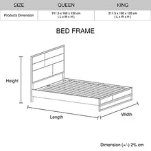 Load image into Gallery viewer, 4 Pieces Bedroom Suite made in Solid Wood Acacia Veneered Queen Size Oak Colour 1XBed, 2X Bedside Table &amp; 1XTallboy
